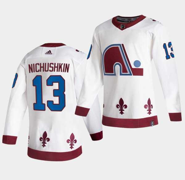 Mens Colorado Avalanche #13 Valeri Nichushkin 2020-21 White Reverse Retro Stitched Jersey Dzhi